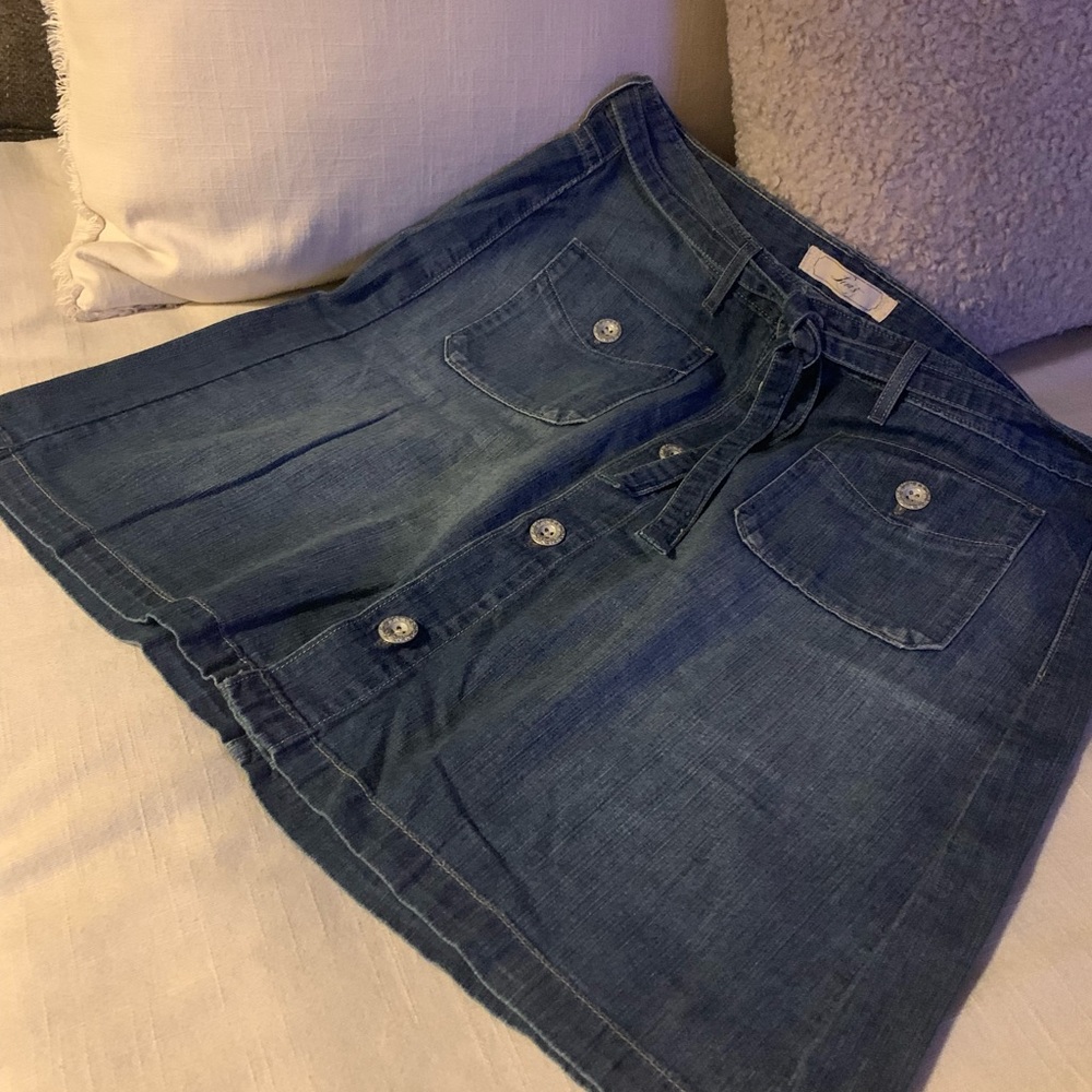 Denim Button-Front Skirt
